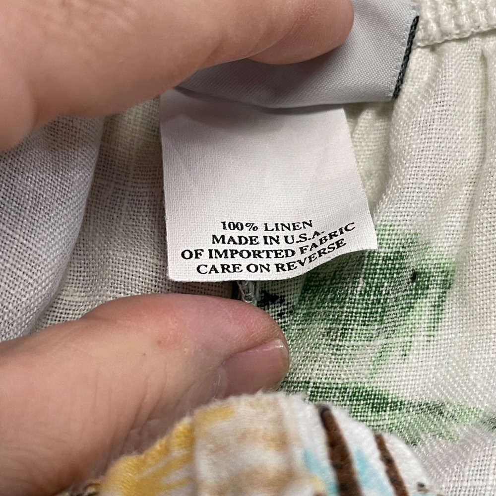 Vintage Hot Cotton Marc Ware Womens S Beach Island Surf Print White Linen Pant - Picture 8 of 14